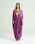 Kaftan Bandhej - Purple / Gold by Mayura Kumar with Bandhej Digital Print & Zari Weave, enrich-attempted, enrich-completed at in.kamakhyaa.com for sustainable fashion