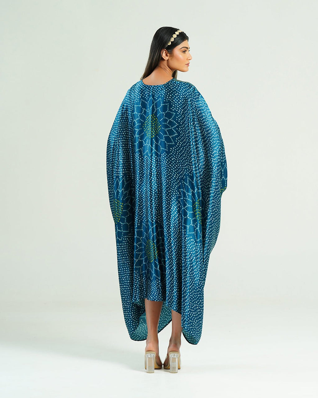 Kaftan Bandhej - Teal Blue / Gold - Mayura Kumar