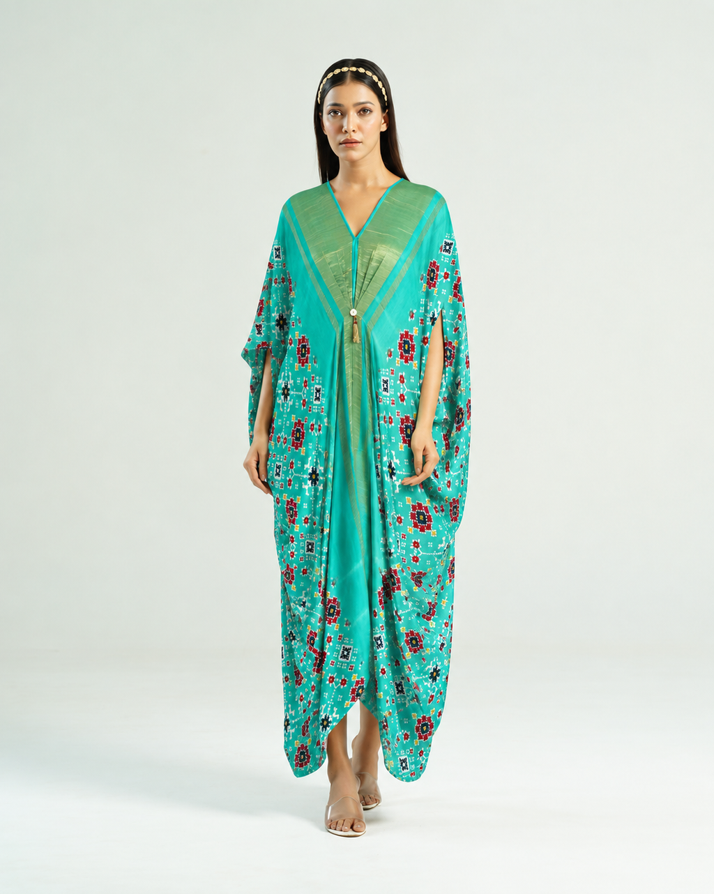 Kaftan Patola - Aquamarine/Gold - Mayura Kumar