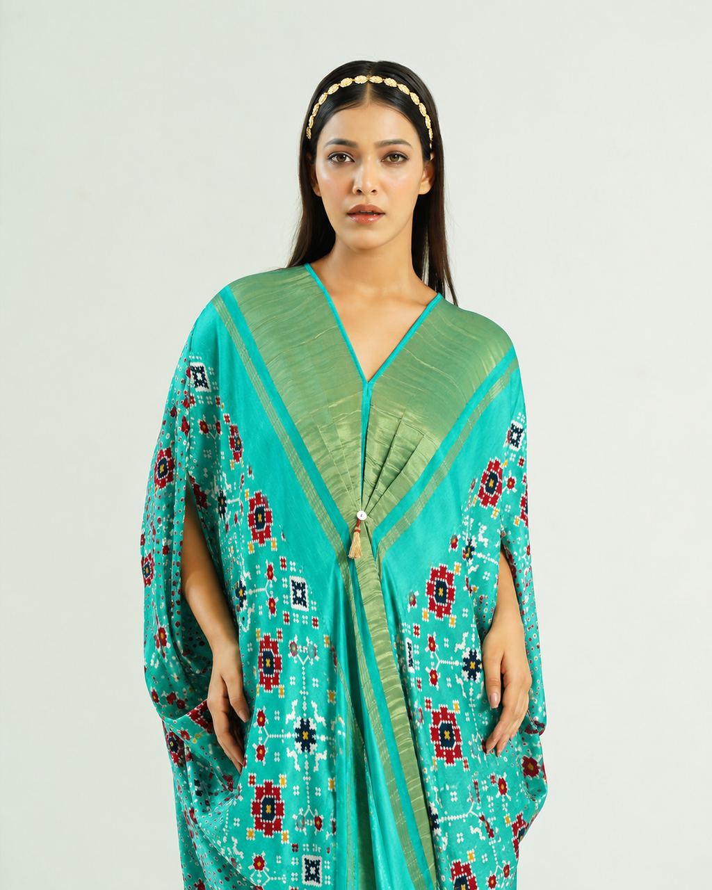 Kaftan Patola - Aquamarine/Gold - Mayura Kumar
