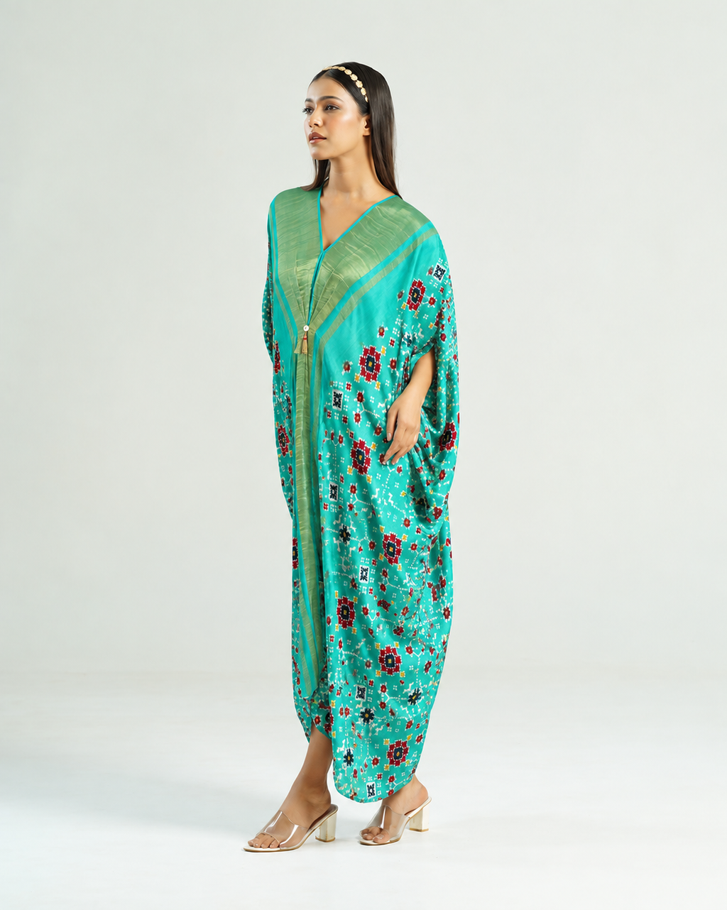 Kaftan Patola - Aquamarine/Gold - Mayura Kumar