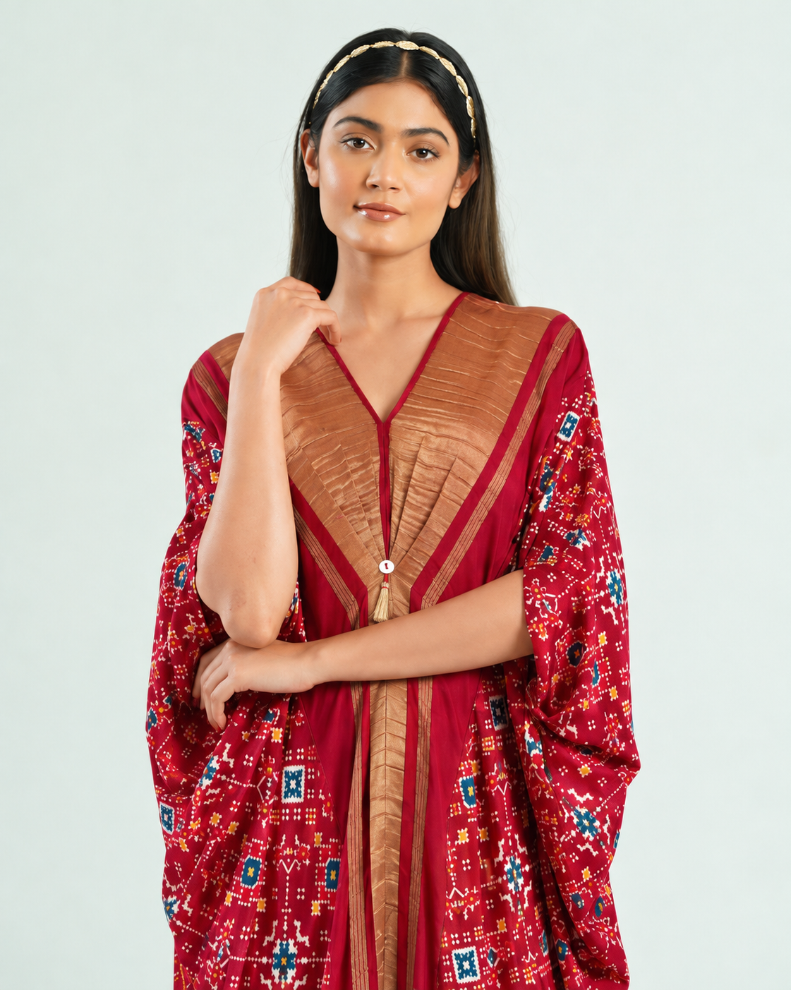 Kaftan Patola - Burgundy/Gold - Mayura Kumar