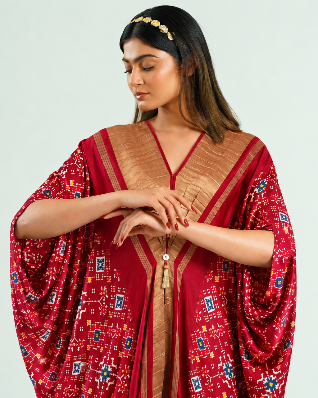 Kaftan Patola - Burgundy/Gold - Mayura Kumar