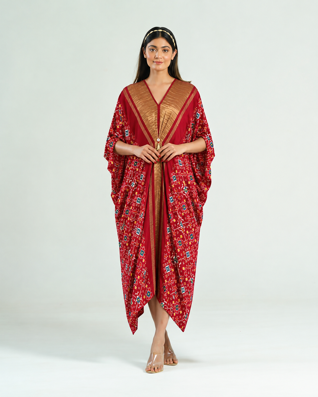 Kaftan Patola - Burgundy/Gold - Mayura Kumar