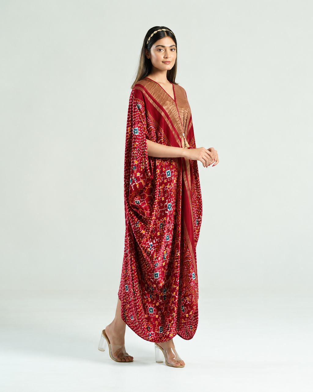 Kaftan Patola - Burgundy/Gold - Mayura Kumar