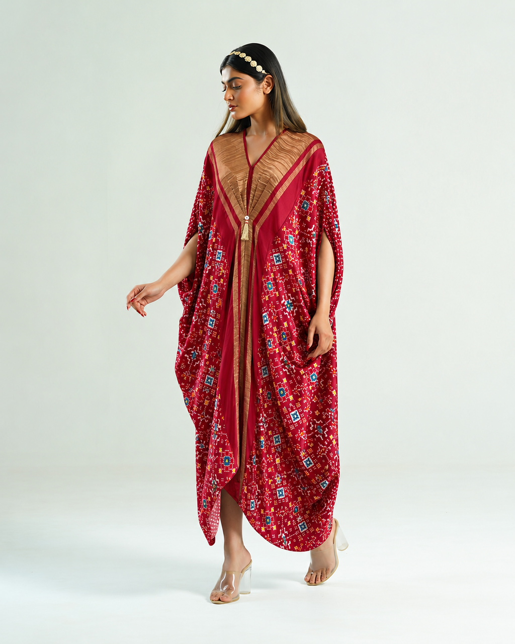 Kaftan Patola - Burgundy/Gold - Mayura Kumar
