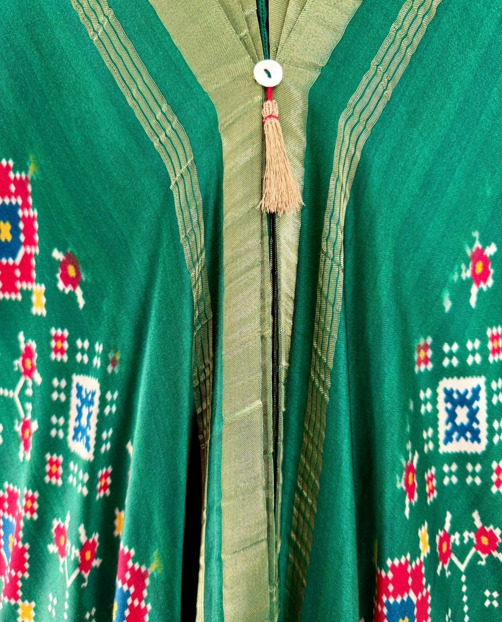 Kaftan Patola - Dark Green / Gold by Mayura Kumar with enrich-attempted, enrich-completed, Patola Digital Print & Zari Weave at in.kamakhyaa.com for sustainable fashion