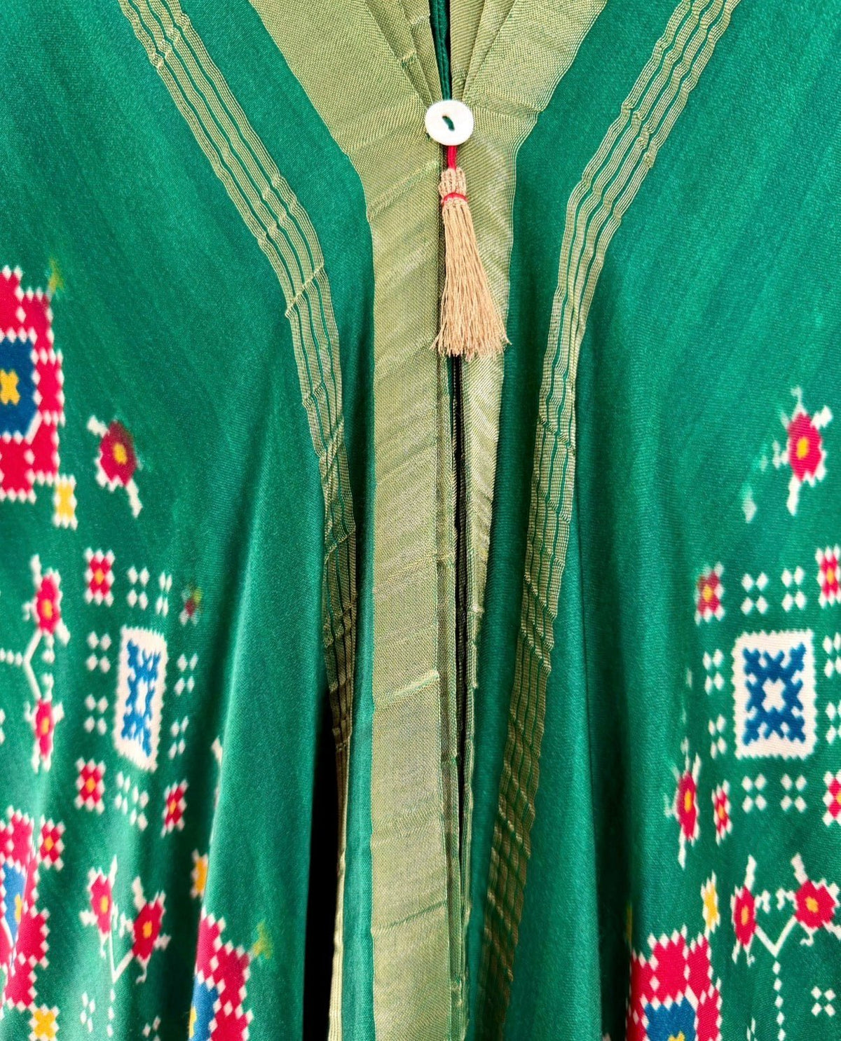 Kaftan Patola - Dark Green / Gold by Mayura Kumar with enrich-attempted, enrich-completed, Patola Digital Print & Zari Weave at in.kamakhyaa.com for sustainable fashion