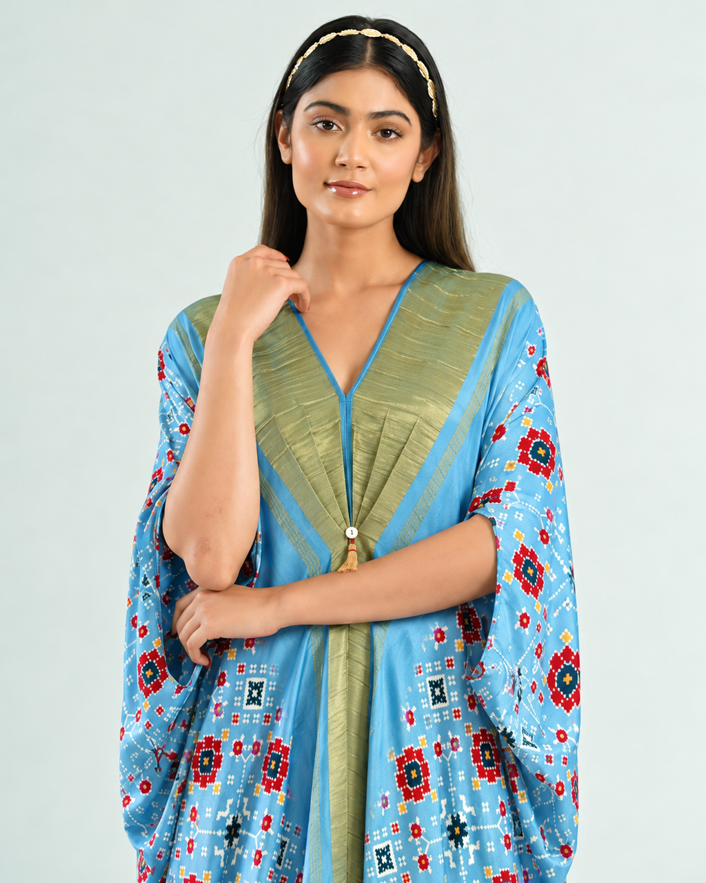 Kaftan Patola - Sky Blue/Gold - Mayura Kumar