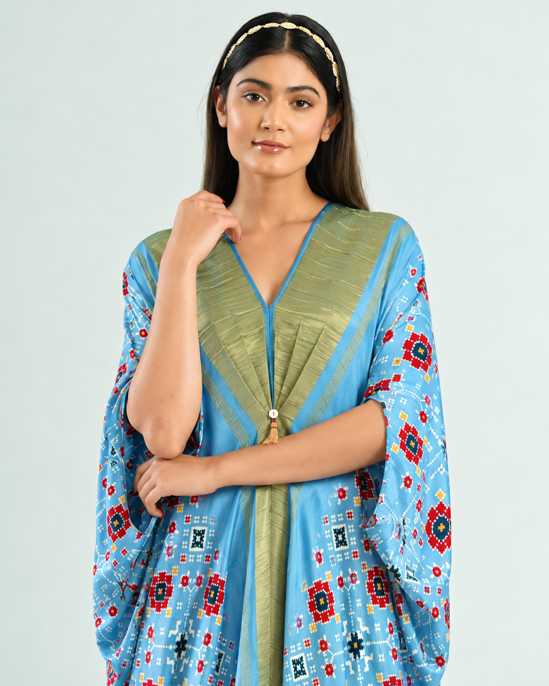 Kaftan Patola - Sky Blue/Gold - Mayura Kumar