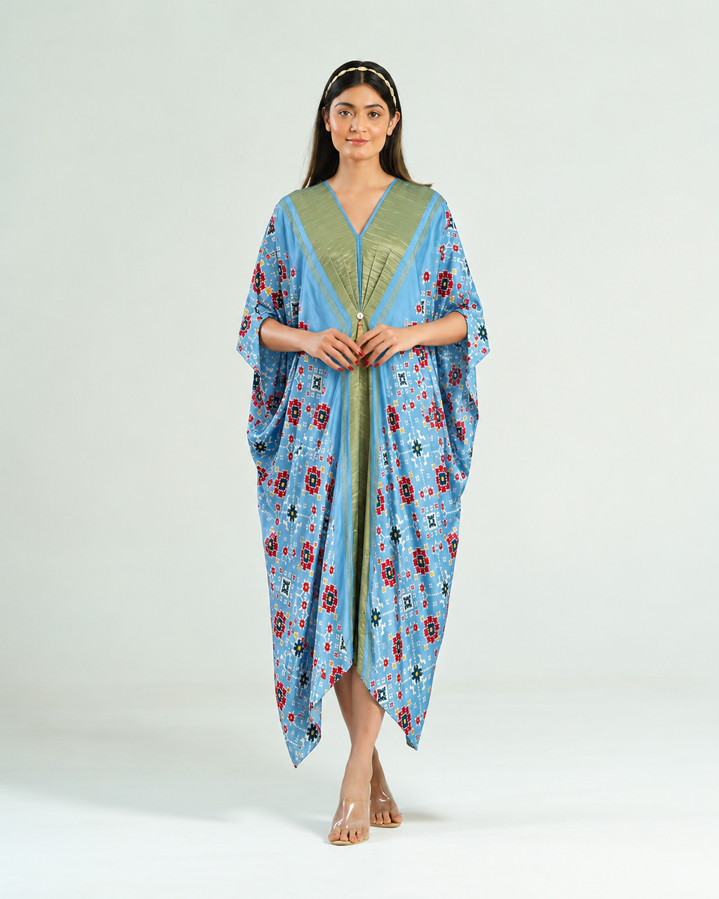 Kaftan Patola - Sky Blue/Gold - Mayura Kumar