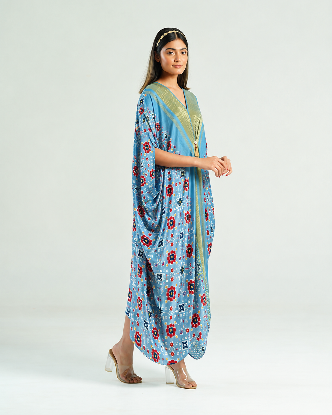 Kaftan Patola - Sky Blue/Gold - Mayura Kumar