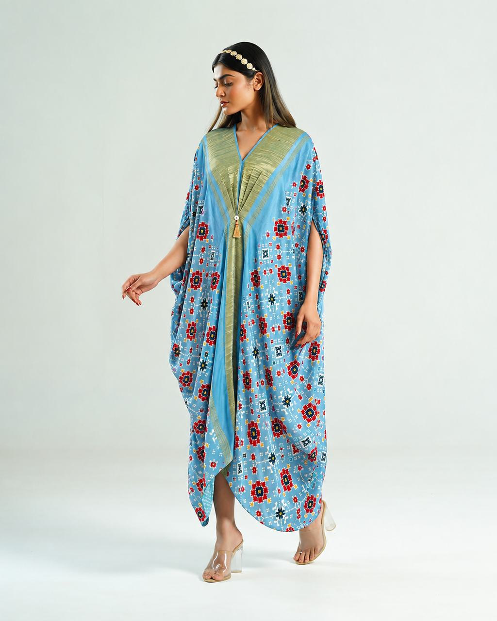 Kaftan Patola - Sky Blue/Gold - Mayura Kumar