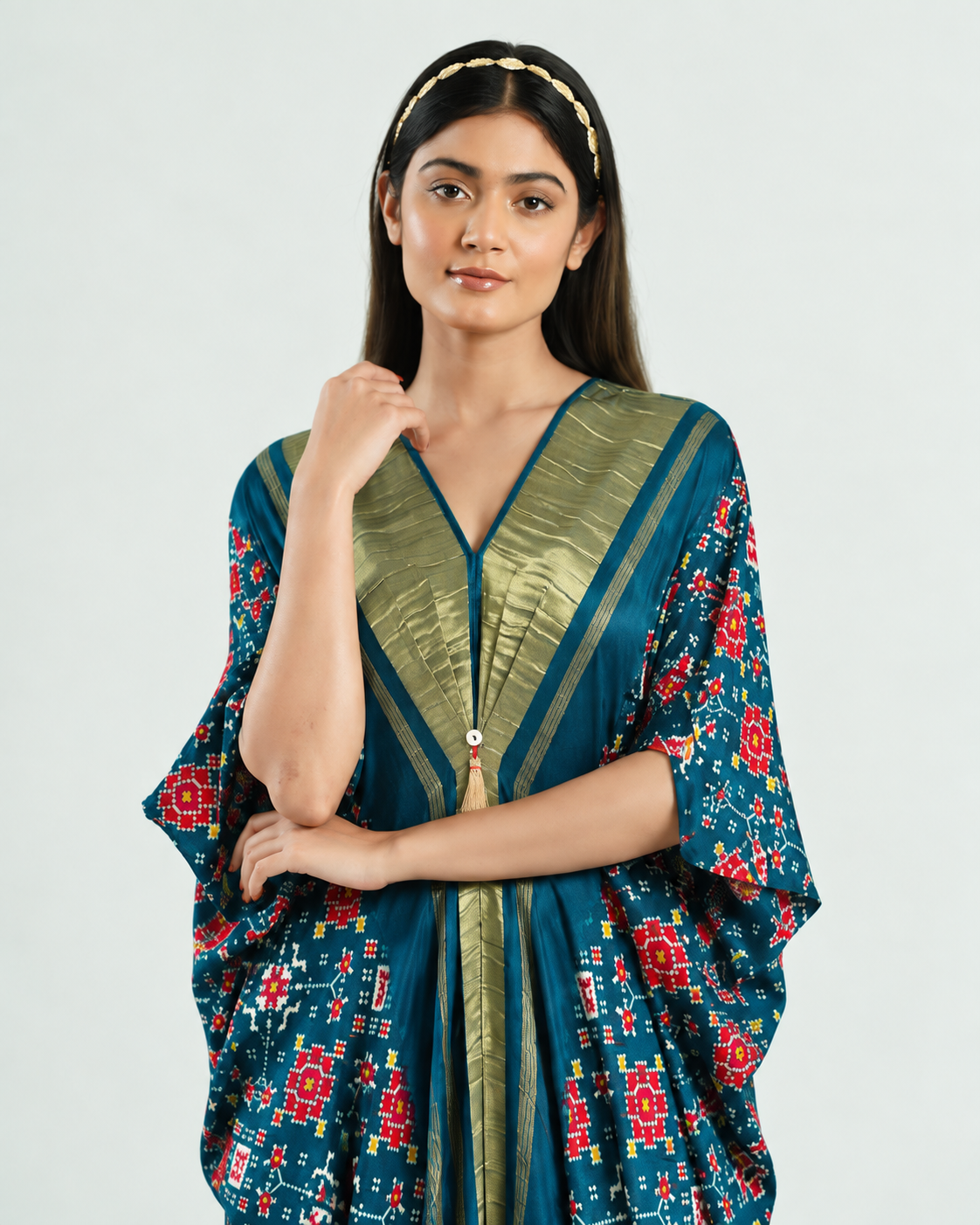 Kaftan Patola - Teal Blue/Gold - Mayura Kumar