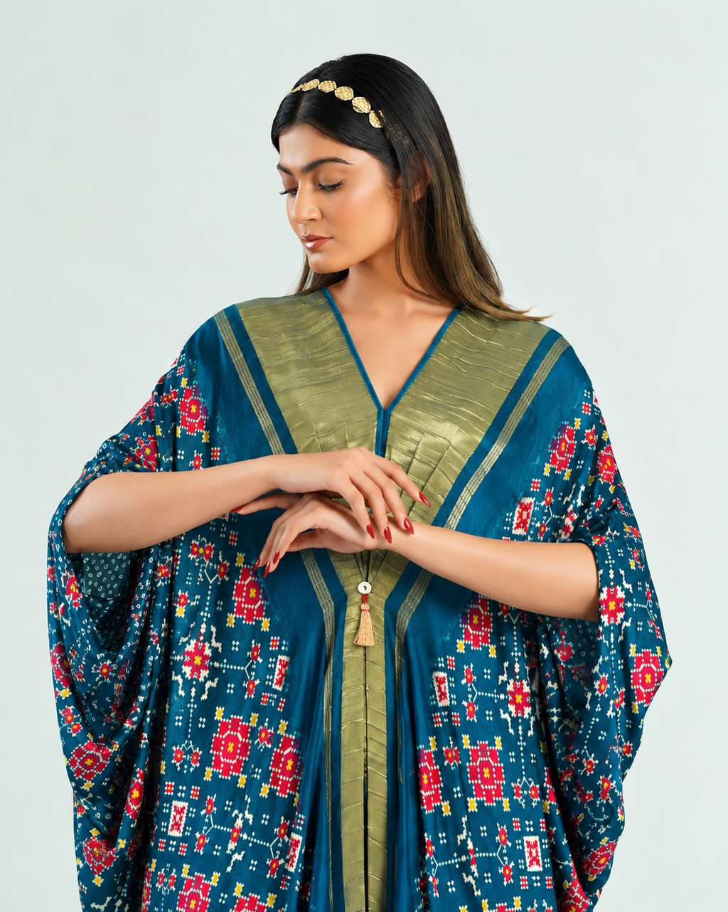 Kaftan Patola - Teal Blue/Gold - Mayura Kumar
