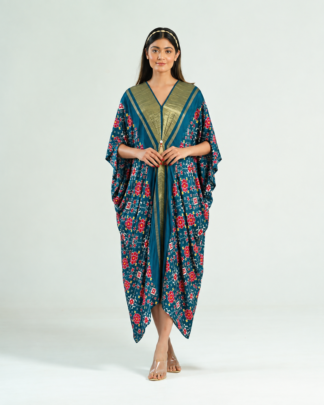 Kaftan Patola - Teal Blue/Gold - Mayura Kumar