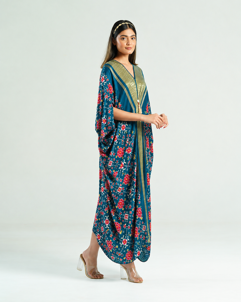 Kaftan Patola - Teal Blue/Gold - Mayura Kumar