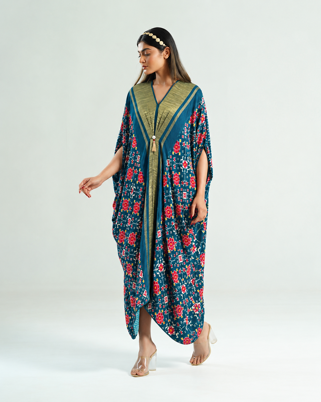 Kaftan Patola - Teal Blue/Gold - Mayura Kumar