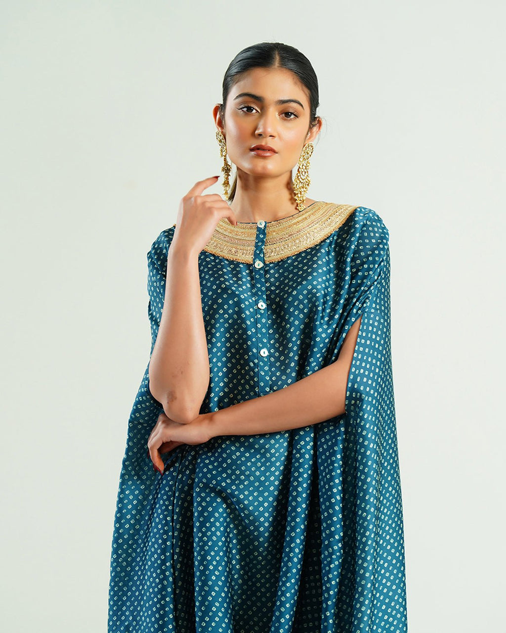 Kurta Set Bandhej - Navy Blue / Ivory / Gold - Mayura Kumar