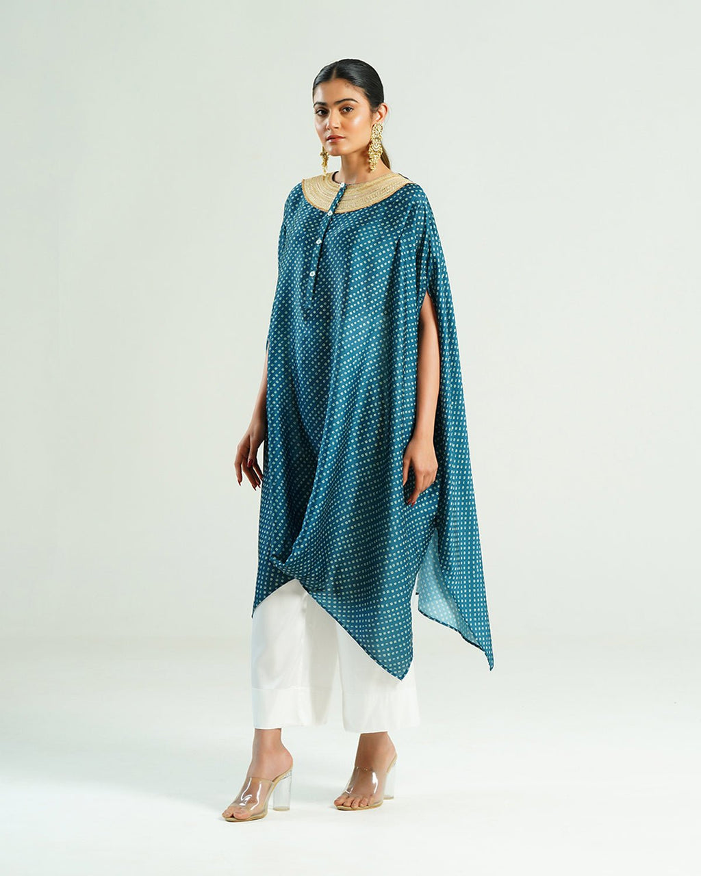 Kurta Set Bandhej - Navy Blue / Ivory / Gold - Mayura Kumar