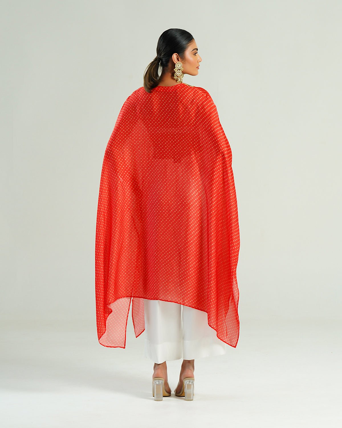 Kurta Set Bandhej - Red /Ivory / Gold - Mayura Kumar
