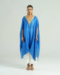 Kurta Set Bandhej - Turquoise Blue / Ivory / Gold - Mayura Kumar