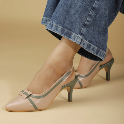 Peach Bow Heels by Ek Agga with Heels at Kamakhyaa for sustainable fashion