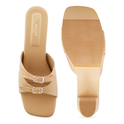 Monochrome Beige Heels by Ek Agga with heels, stylish at Kamakhyaa for sustainable fashion