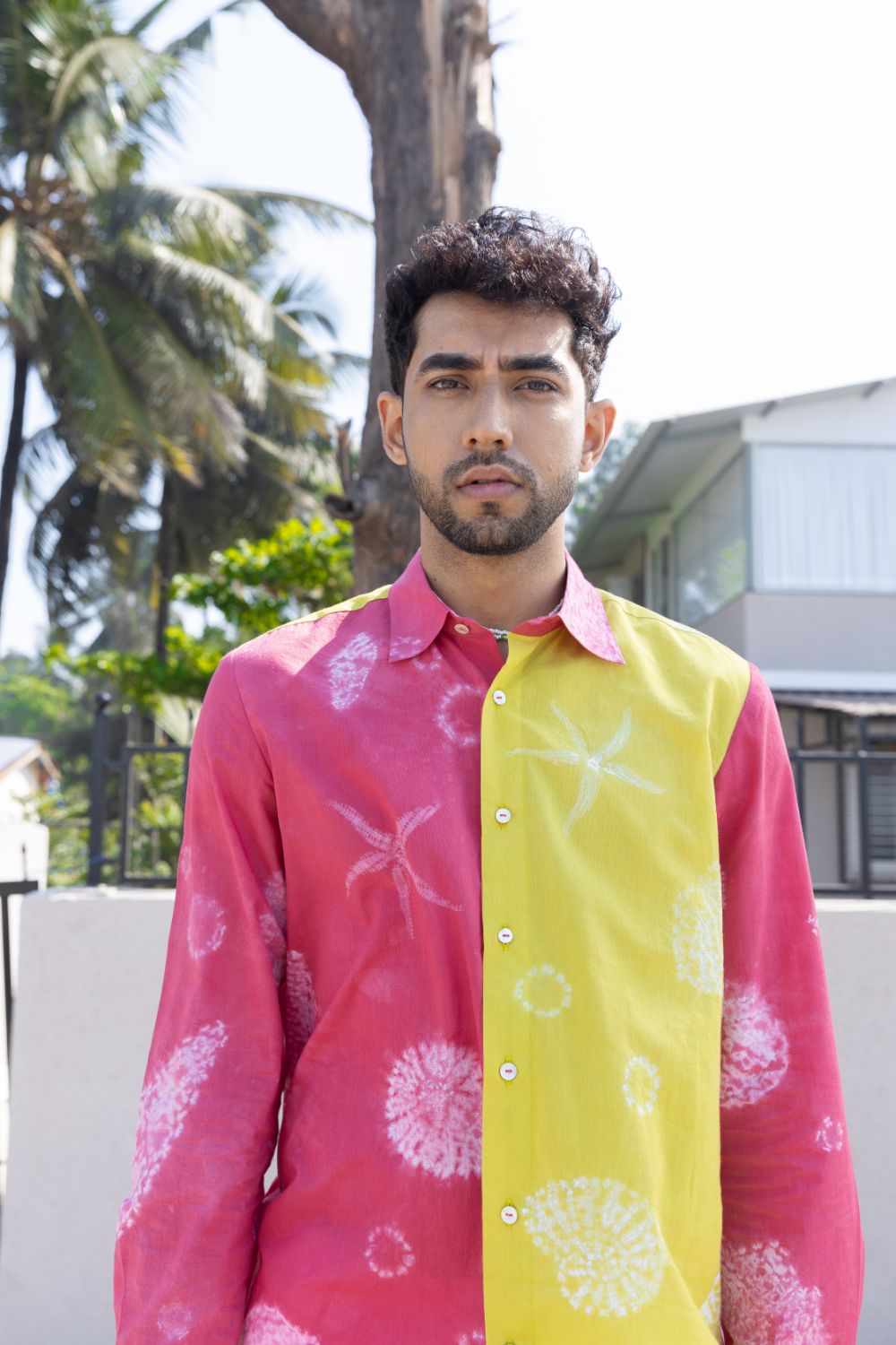 Two-Tone Resort Shirt by anushé pirani with Menswear, Moana, T-Shirts & Shirts at Kamakhyaa for sustainable fashion