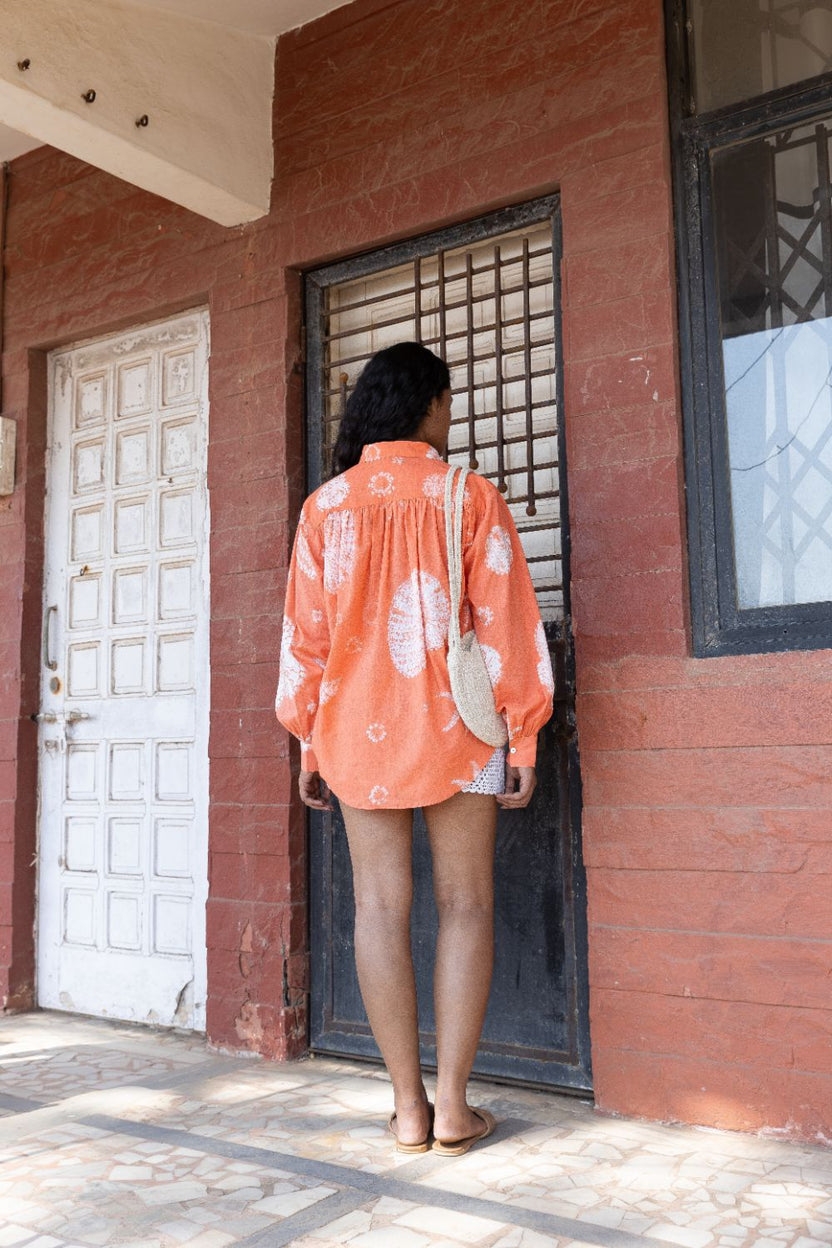 Ocean Breeze Blouse by Anushé Pirani with Beach Wear, Cotton, Dresses, Lime, Moana by Anushe Pirani, Recycled Cotton, Relaxed Fit, Resort Wear, Shibori Dyes, Vacation Wear, Womenswear at in.kamakhyaa.com for sustainable fashion
