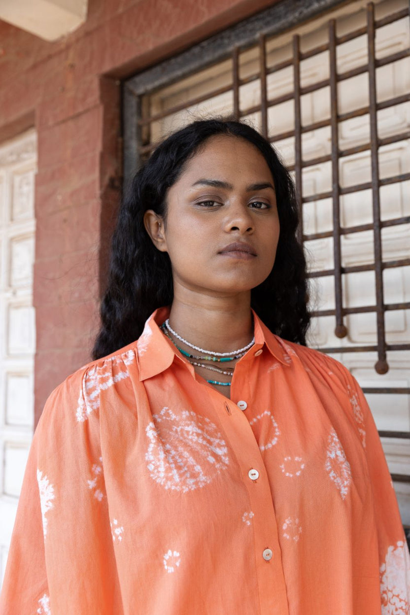 Ocean Breeze Blouse by Anushé Pirani with Beach Wear, Cotton, Dresses, Lime, Moana by Anushe Pirani, Recycled Cotton, Relaxed Fit, Resort Wear, Shibori Dyes, Vacation Wear, Womenswear at in.kamakhyaa.com for sustainable fashion