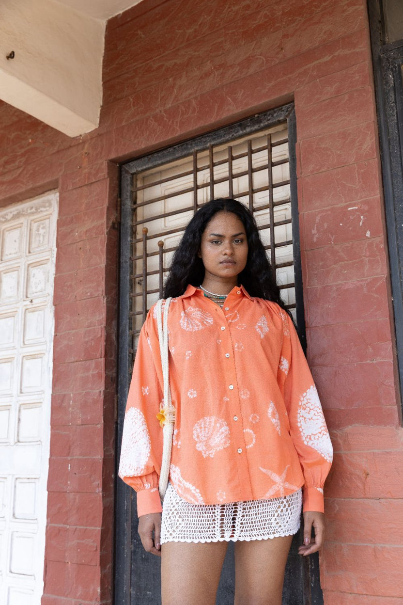 Ocean Breeze Blouse by Anushé Pirani with Beach Wear, Cotton, Dresses, Lime, Moana by Anushe Pirani, Recycled Cotton, Relaxed Fit, Resort Wear, Shibori Dyes, Vacation Wear, Womenswear at in.kamakhyaa.com for sustainable fashion