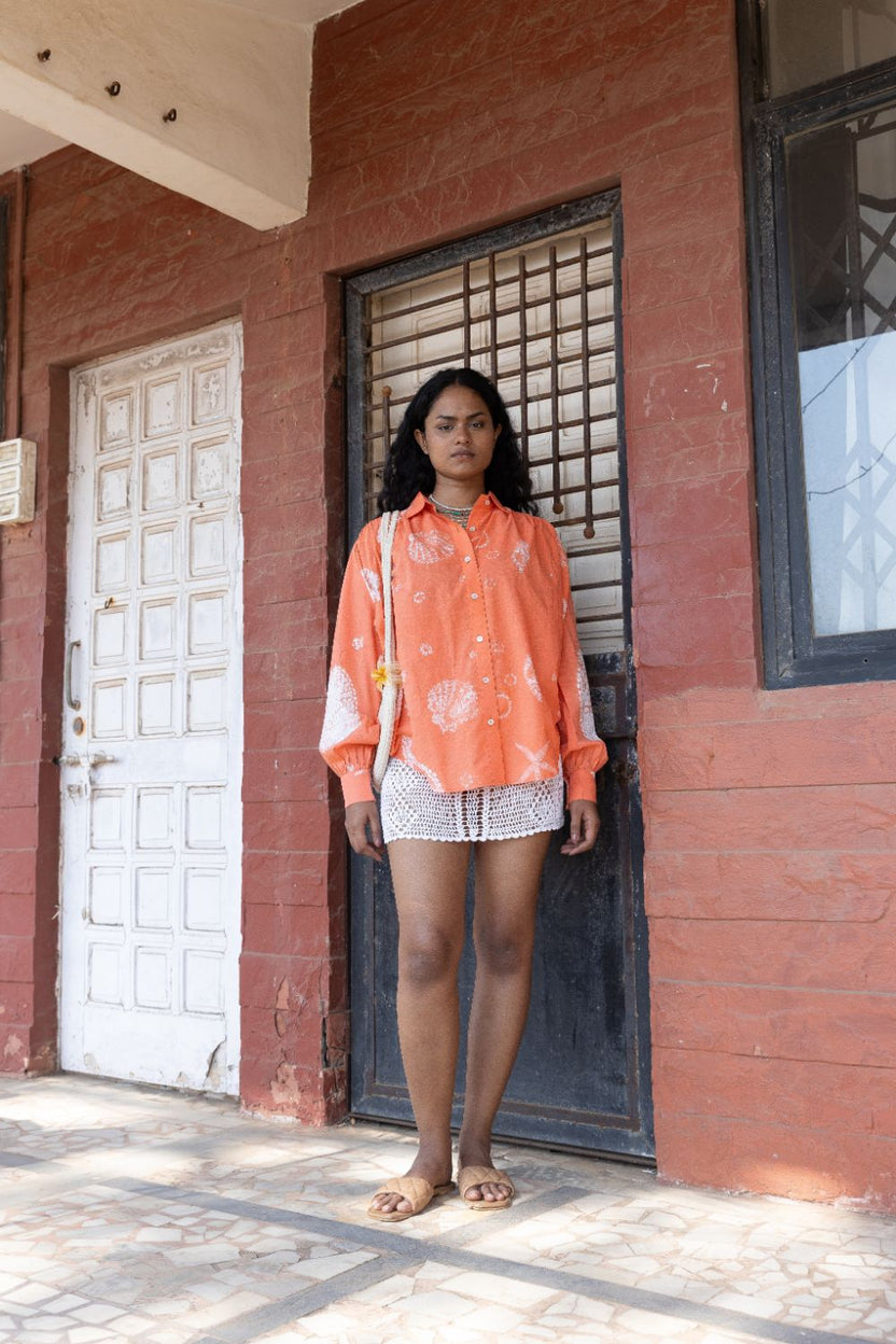 Ocean Breeze Blouse by Anushé Pirani with Beach Wear, Cotton, Dresses, Lime, Moana by Anushe Pirani, Recycled Cotton, Relaxed Fit, Resort Wear, Shibori Dyes, Vacation Wear, Womenswear at in.kamakhyaa.com for sustainable fashion