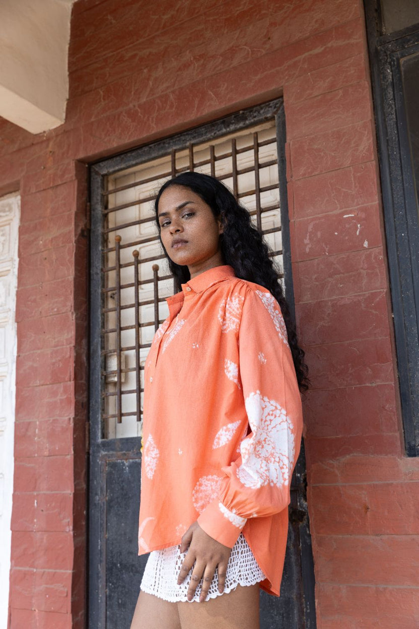 Ocean Breeze Blouse by Anushé Pirani with Beach Wear, Cotton, Dresses, Lime, Moana by Anushe Pirani, Recycled Cotton, Relaxed Fit, Resort Wear, Shibori Dyes, Vacation Wear, Womenswear at in.kamakhyaa.com for sustainable fashion