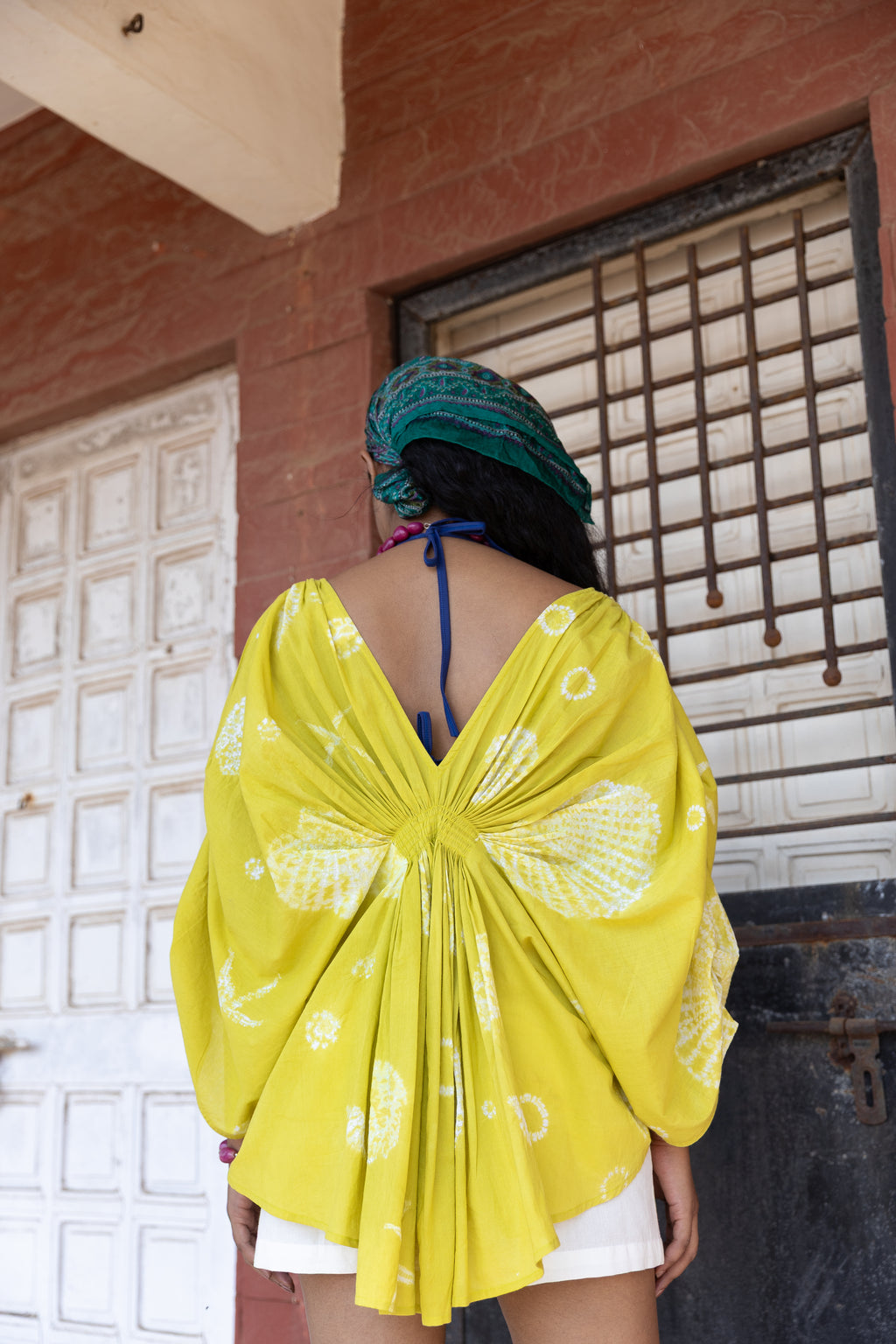 Moana Overlay by Anushé Pirani with Beach Wear, Cotton, Dresses, Lime, Moana by Anushe Pirani, Recycled Cotton, Relaxed Fit, Resort Wear, Shibori Dyes, Vacation Wear, Womenswear at in.kamakhyaa.com for sustainable fashion