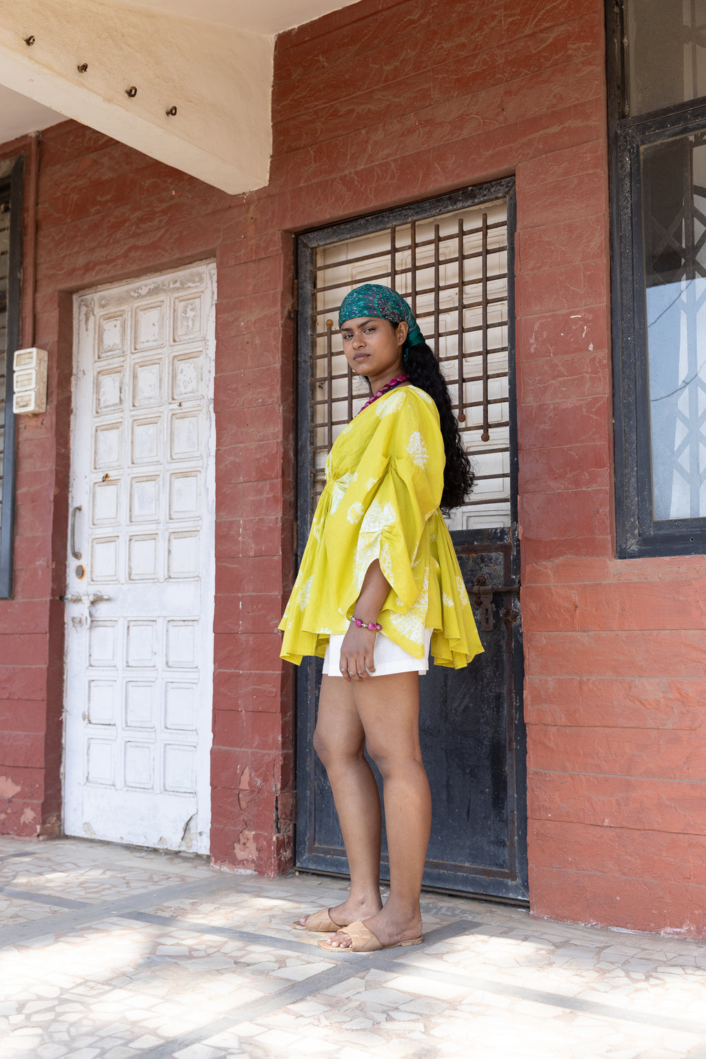 Moana Overlay by Anushé Pirani with Beach Wear, Cotton, Dresses, Lime, Moana by Anushe Pirani, Recycled Cotton, Relaxed Fit, Resort Wear, Shibori Dyes, Vacation Wear, Womenswear at in.kamakhyaa.com for sustainable fashion
