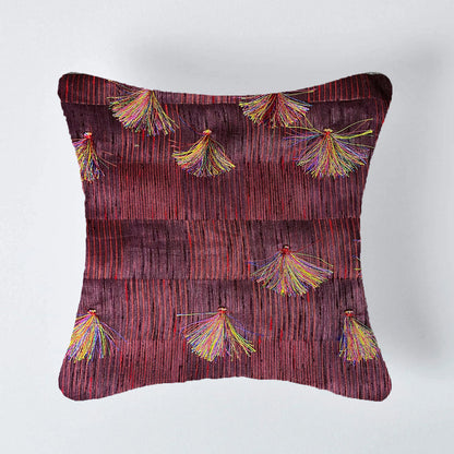 Majestic Plum by Aetherea with Cotton, Cushion covers, Purple, Tassel Work, Upcycled, Upcycled Cotton at Kamakhyaa for sustainable fashion