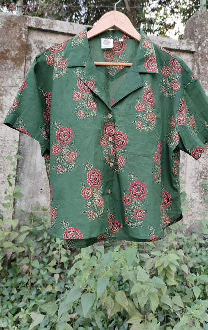 Mari Green Crop Shirt by My Store with at Kamakhyaa for sustainable fashion