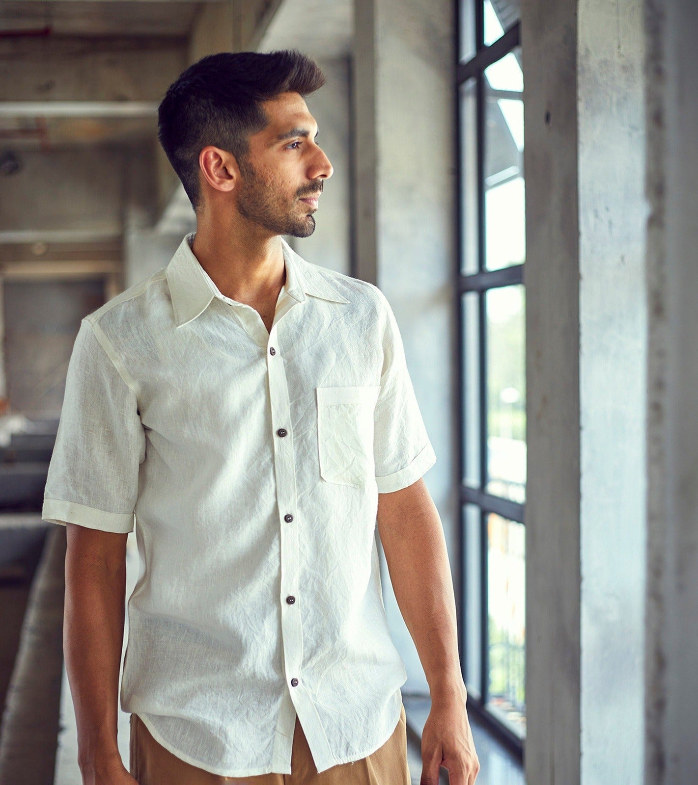 Mens White Cotton Shirt at Kamakhyaa by Khara Kapas. This item is Casual Wear, Cotton, For Anniversary, Menswear, Natural, New, Regular Fit, Shirts, Solids, Tops, White