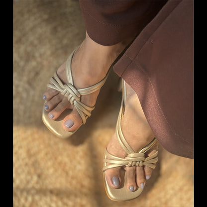 Knot Gold Heels by Ek Agga with Gold, heels, Knot at Kamakhyaa for sustainable fashion