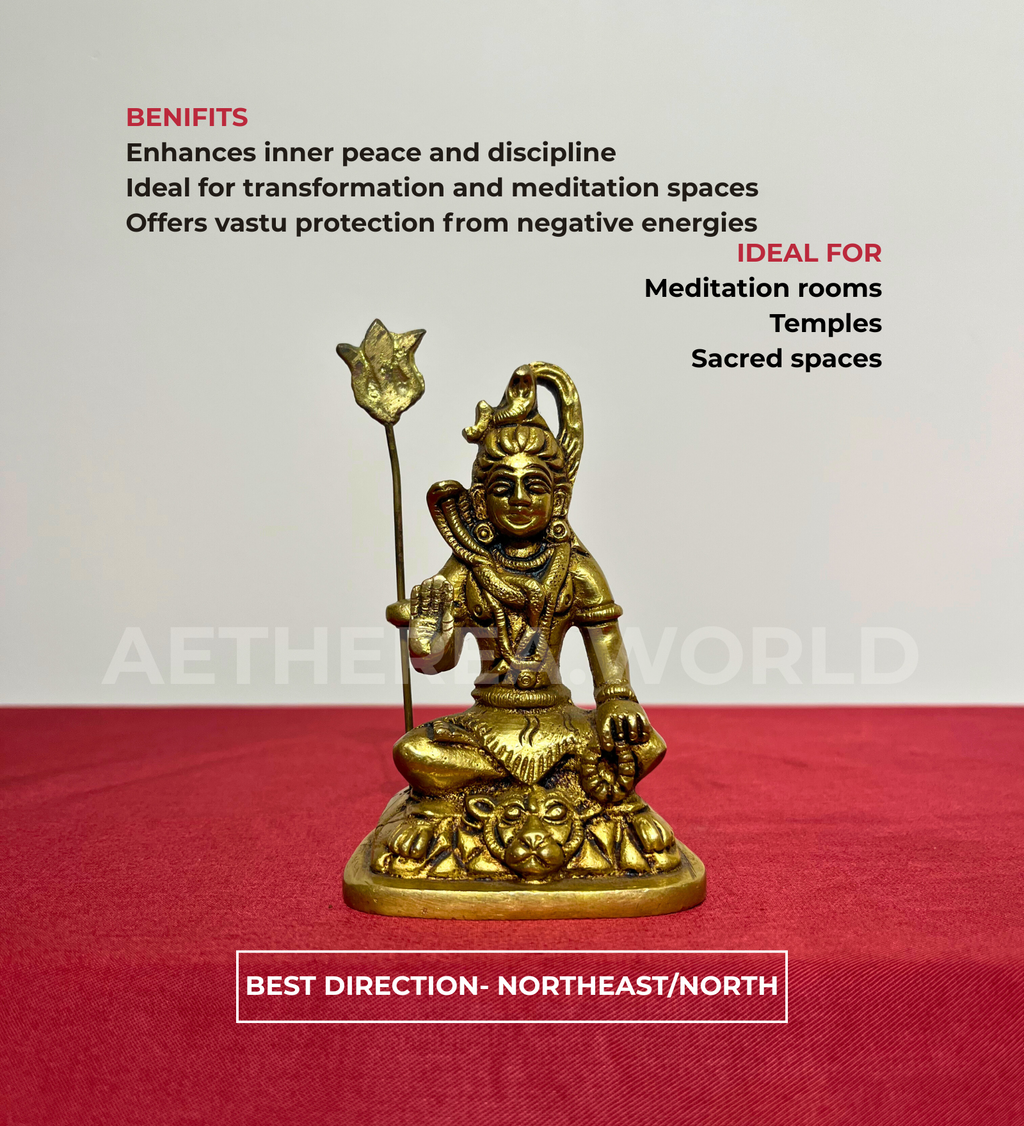 Brass Shiv Ji with Trishul Idol – 100% Pure Brass by Aetherea World with God at Kamakhyaa for sustainable fashion