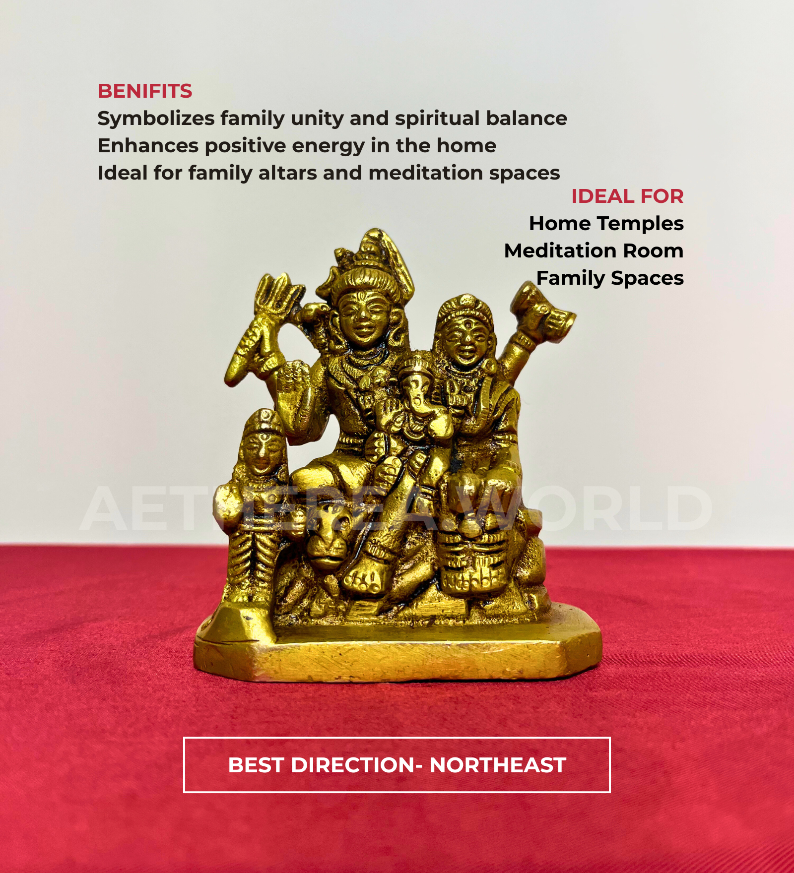 Shiv Parivar Idol Set 100% Pure Brass – Antique Finish by Aetherea World with God at Kamakhyaa for sustainable fashion