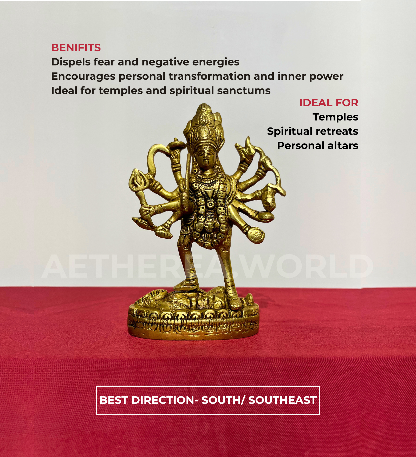 Brass Kali Maa Idol – 100% Pure Brass by Aetherea World with God at Kamakhyaa for sustainable fashion