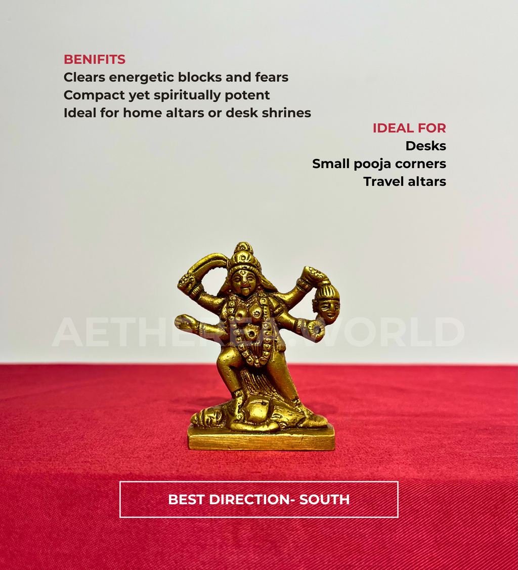 Small Brass Kali Maa Idol – 100% Pure Brass by Aetherea World with God at Kamakhyaa for sustainable fashion
