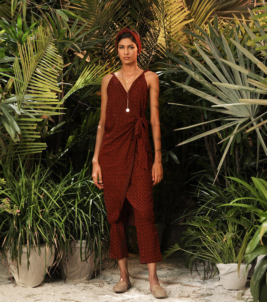 Red Two Piece Set at Kamakhyaa by Khara Kapas. This item is Co-ord Sets, Lost In paradise, Mul Cotton, Natural, Red, Relaxed Fit, Resort Wear, Solid Selfmade, Solids, Vacation Co-ords, Womenswear