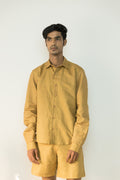 Yellow Cotton Shirt by Anushé Pirani with Best Selling, Birthday Collection, Casual Wear, Console Collection List, Cotton, Cotton Hemp, For Him, Handwoven, Hemp, Men Shirts, Menswear, Regular Fit, Review September 2025, Shibumi by Anushe Pirani, Shirts, Solids, Tops, Yellow at in.kamakhyaa.com for sustainable fashion