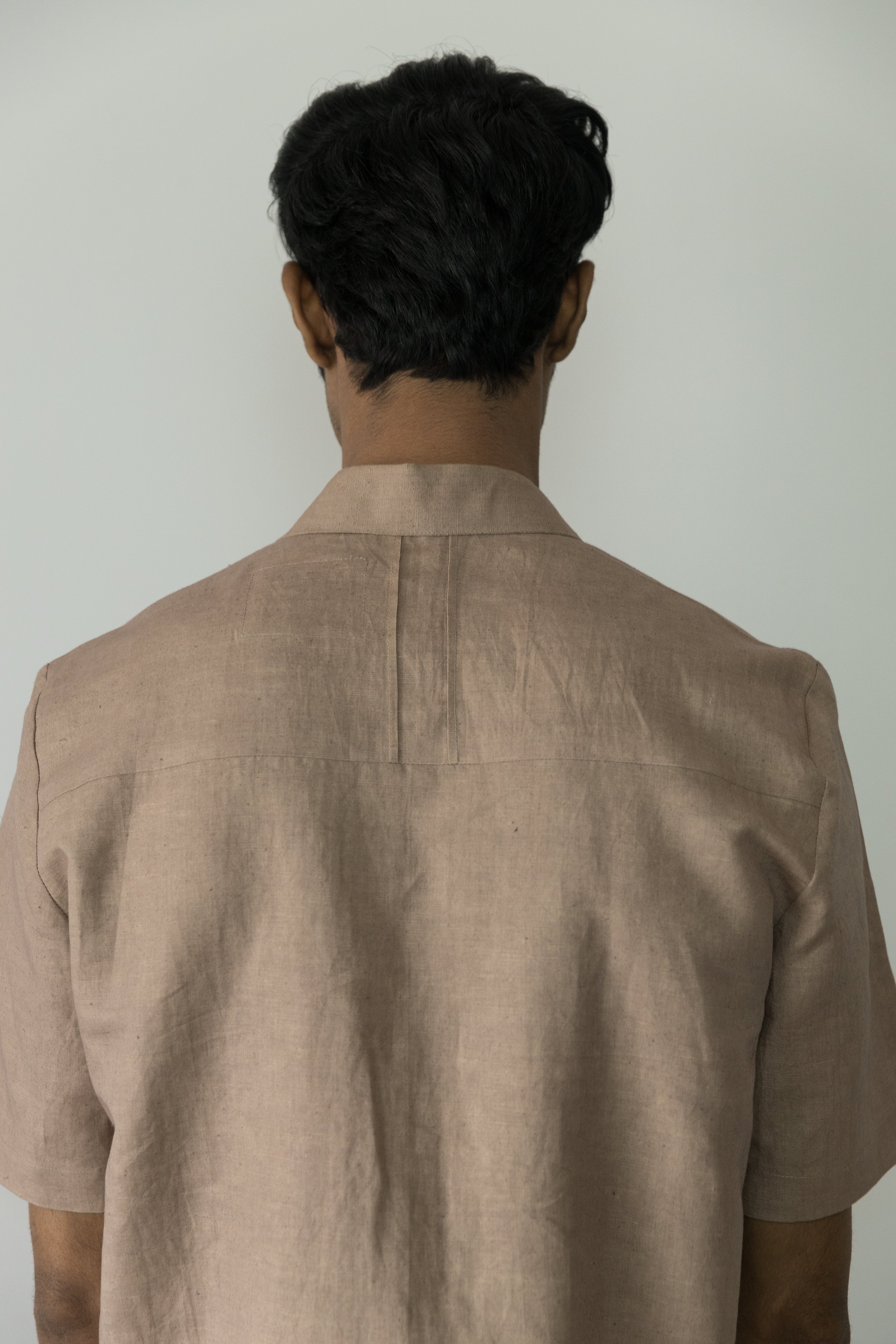 Sunset Rose Pleated Shirt by Anushé Pirani with Beige, Casual Wear, Console Collection List, Cotton, Cotton Hemp, For Him, Handwoven, Hemp, Men Shirts, Menswear, Regular Fit, Review September 2025, Shibumi by Anushe Pirani, Shirts, Solids, Tops at in.kamakhyaa.com for sustainable fashion