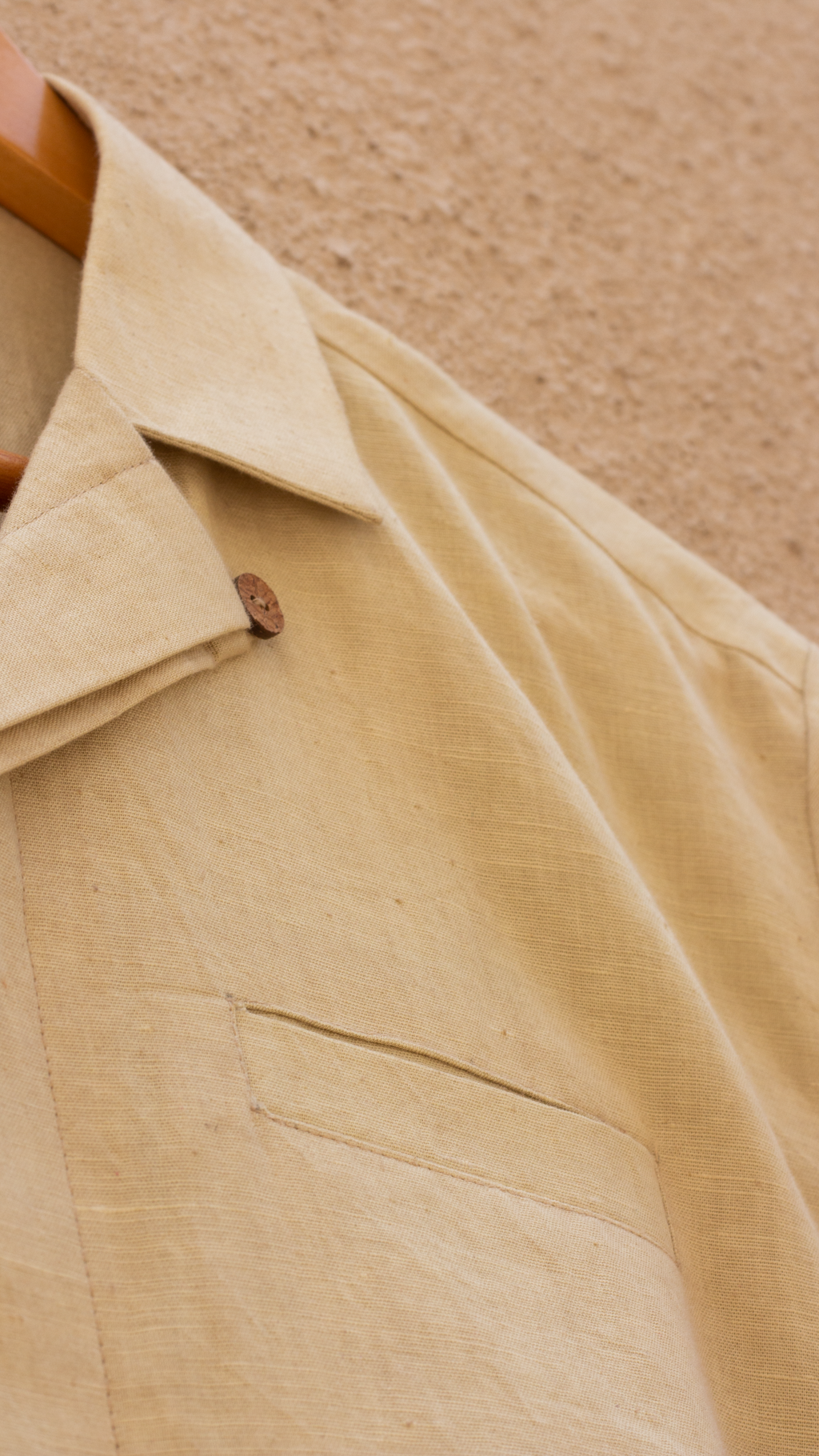 Beige Cotton Shirt by Anushé Pirani with Beige, Birthday Collection, Casual Wear, Console Collection List, Cotton, Cotton Hemp, For Him, Handwoven, Hemp, Men Shirts, Menswear, Regular Fit, Review September 2025, Shibumi by Anushe Pirani, Shirts, Solids, Tops at in.kamakhyaa.com for sustainable fashion