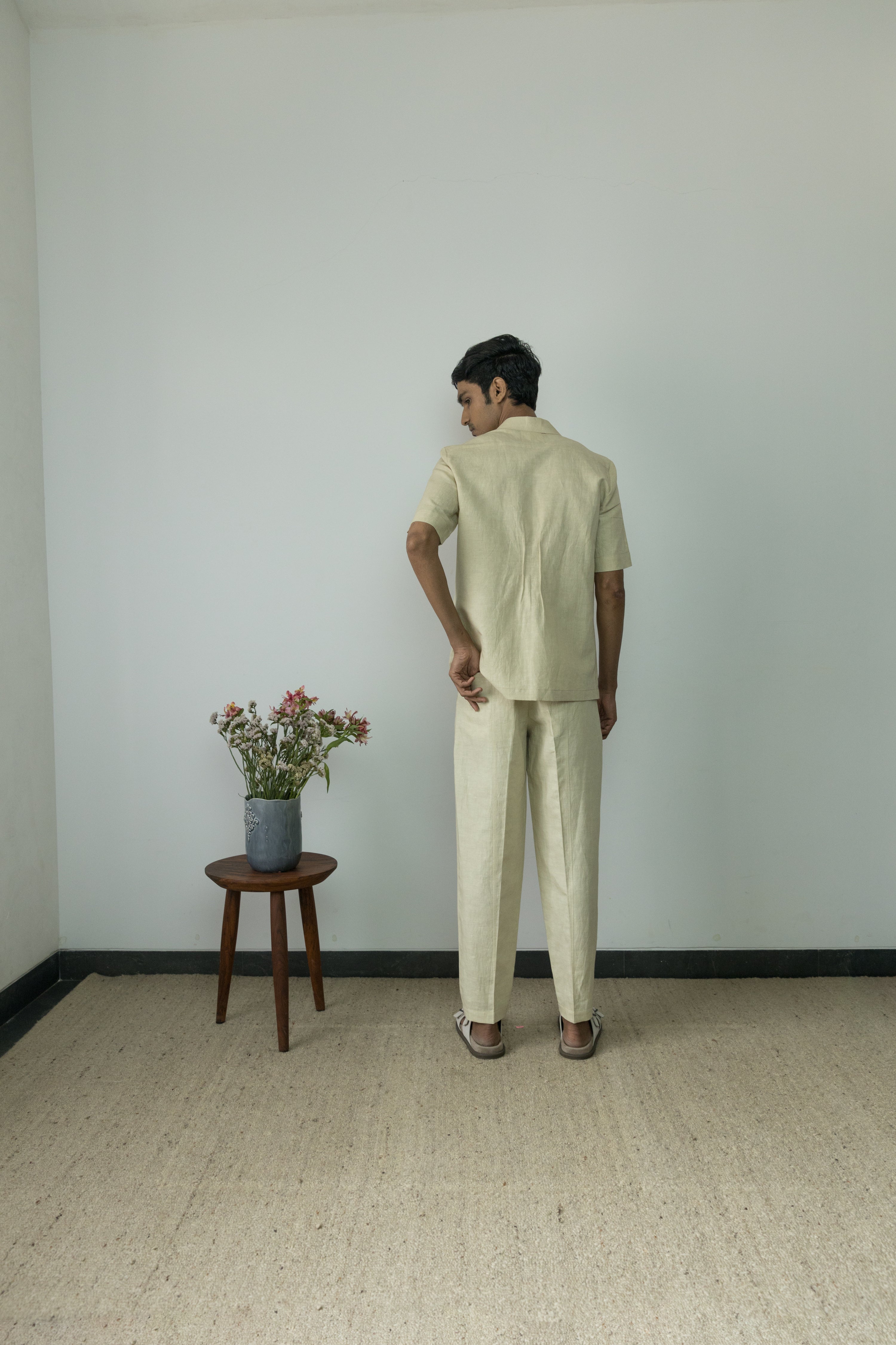 Beige Cotton Shirt by Anushé Pirani with Beige, Birthday Collection, Casual Wear, Console Collection List, Cotton, Cotton Hemp, For Him, Handwoven, Hemp, Men Shirts, Menswear, Regular Fit, Review September 2025, Shibumi by Anushe Pirani, Shirts, Solids, Tops at in.kamakhyaa.com for sustainable fashion