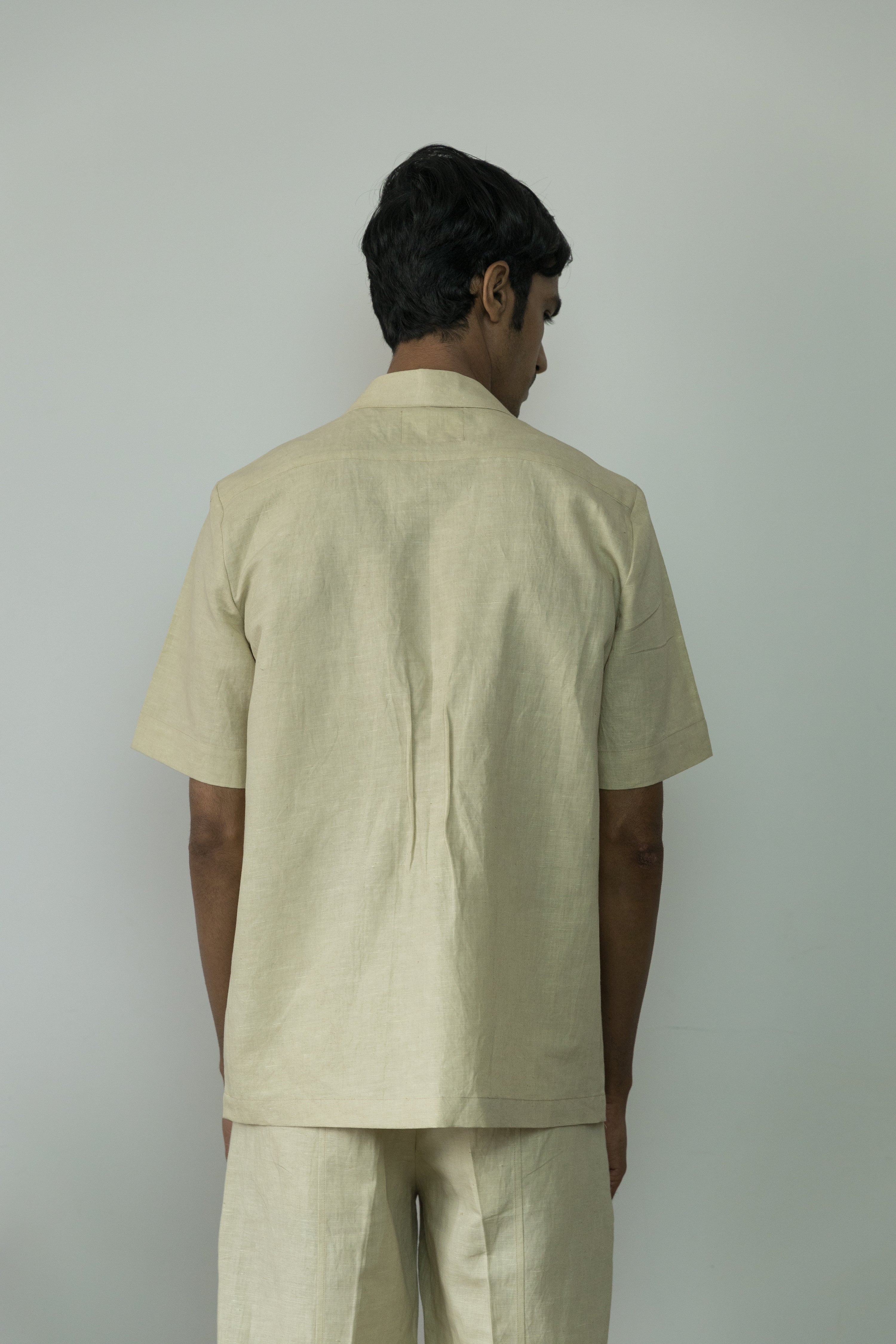 Beige Cotton Shirt by Anushé Pirani with Beige, Birthday Collection, Casual Wear, Console Collection List, Cotton, Cotton Hemp, For Him, Handwoven, Hemp, Men Shirts, Menswear, Regular Fit, Review September 2025, Shibumi by Anushe Pirani, Shirts, Solids, Tops at in.kamakhyaa.com for sustainable fashion